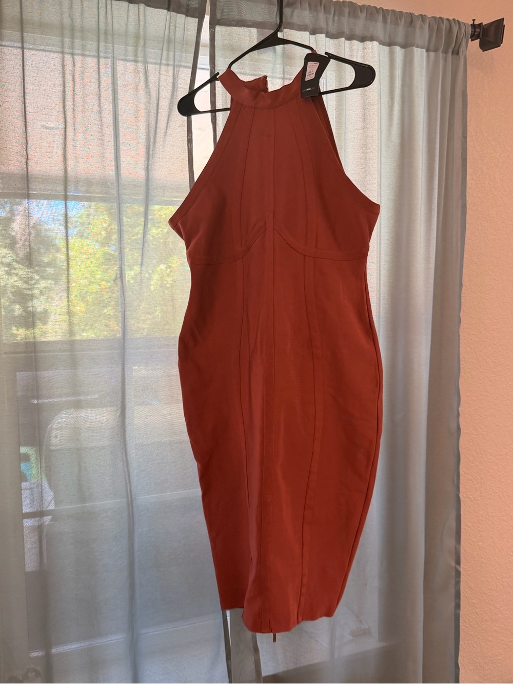 2X Woman’s Kamila Bandage Fashion Nova Rust Halter Midi Dress